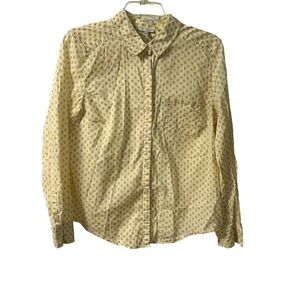 Halogen Golden Yellow Apples Academia Fall Teacher Button Down Top Petite Large‎